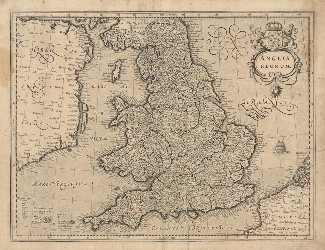 Anglia Regnum. The Kingdom of England by Gerard Mercator / Hondius c1619 map (1 of 1)