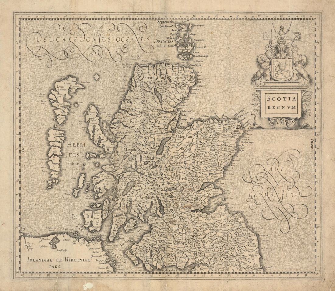 Scotia Regnum. Kingdom of Scotland. Jodocus Hondius / Gerard Mercator c1619 map (1 of 1)