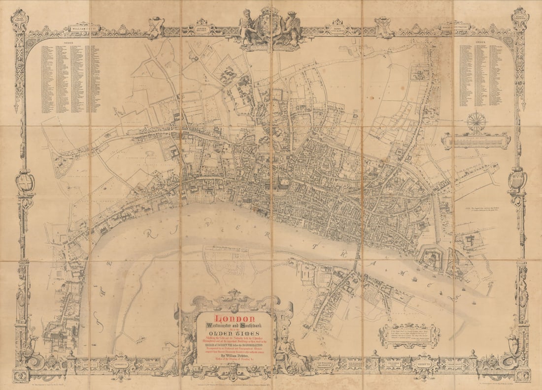 London, Westminster & Southwark as in the Olden Times by William Newton 1855 map (1 of 1)