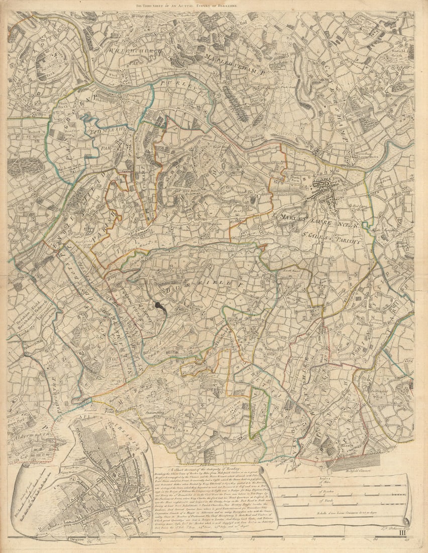 Thames Valley/Berkshire. Reading plan. Pangbourne Caversham. Rocque 1761 map (1 of 1)