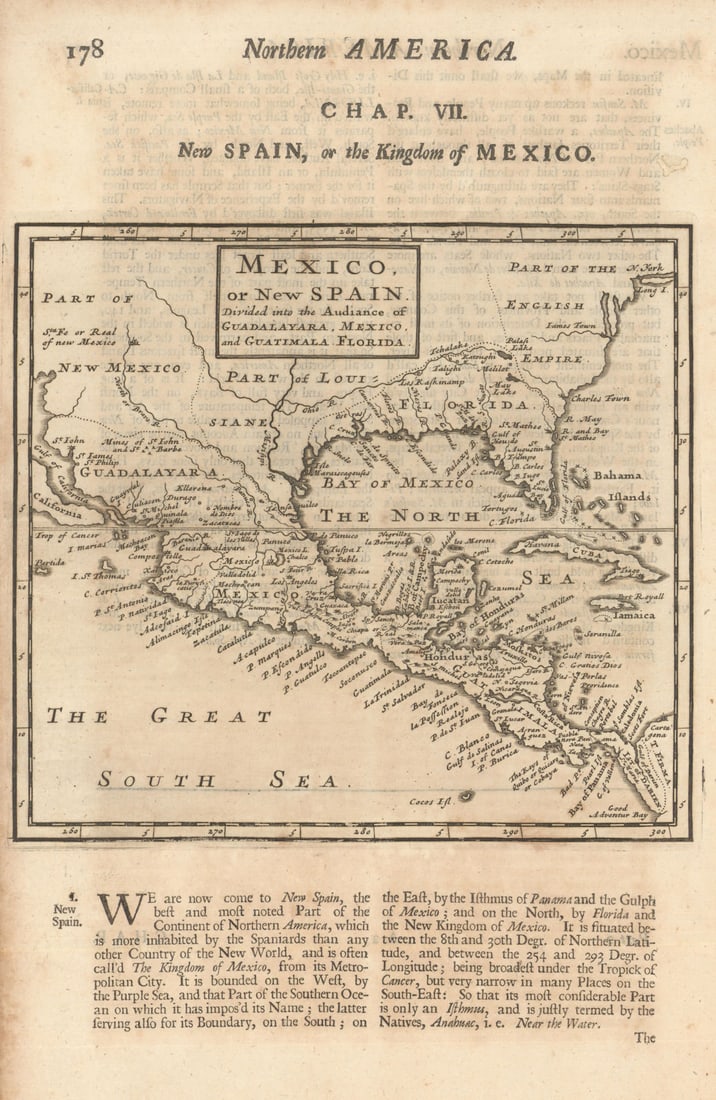 Mexico or New Spain divided… by Herman Moll. Southern United States 1701 map (1 of 1)