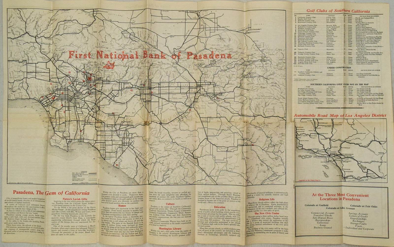 1924 Clason Map of Pasadena [verso] Greater Los Angeles -- Map of Pasadena and Vicinity [verso]: Title:1924 Clason Map of Pasadena [verso] Greater Los Angeles -- Map of Pasadena and Vicinity [verso] Greater Los AngelesCartographer:Clason Map Co.Year/Place:1924Map Dimensions:16 X 12.8