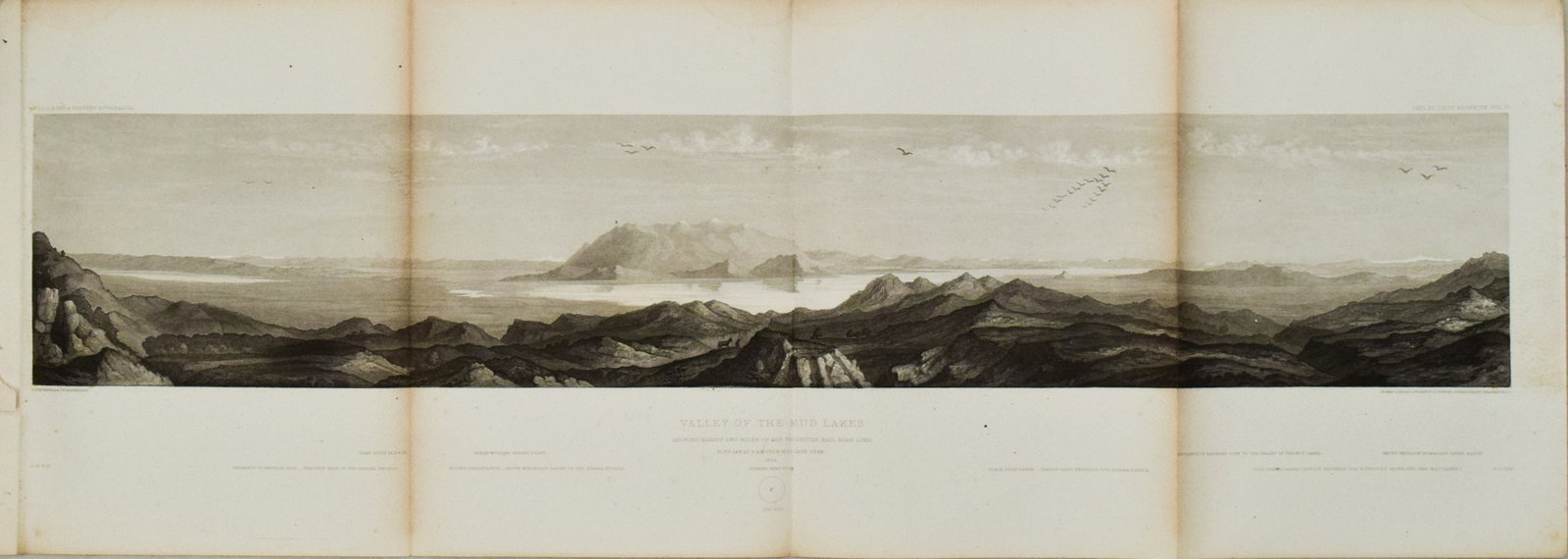 1861 View of Valley of Mud Lakes, Nevada -- Valley of the Mud Lakes Showing Eighty two Miles of the: Title:1861 View of Valley of Mud Lakes, Nevada -- Valley of the Mud Lakes Showing Eighty two Miles of the Projected Rail Road LineCartographer:US Government - SenateYear/Place:1861, WashingtonMap