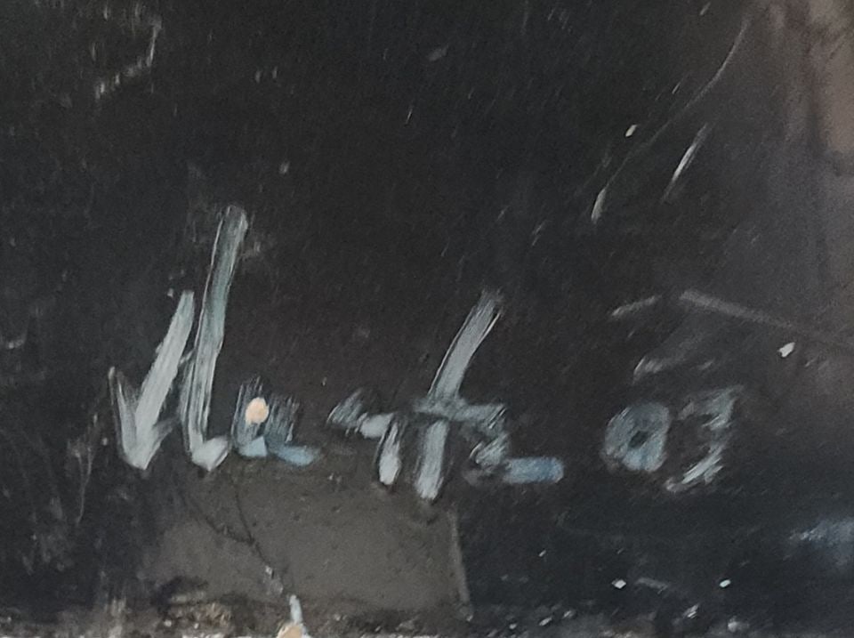 Powerful modernist abstract geometric oil painting. Signed. Circa 2003. 24" x 30 1/2 " - 2