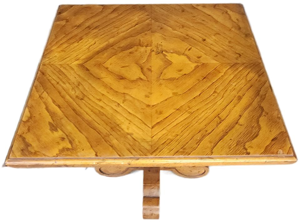 Pair of Antique Square Oak Pedestal Side Tables w/ Beautifully Hand-Carved Bases. 20x20x18h - 3