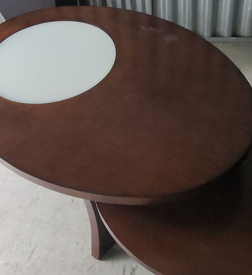 Mid-Century Modern "Alice Cocktail Table" w/ artistic 2 tier sculptural look. 48W X 28D X 20W - 2