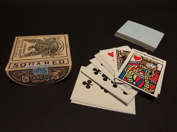Vintage Style 19th C Deck of Playing Cards: Title: Antique Vintage Style 19th C Deck of Playing Cards Description: 3 1/2" x 2 5/8" “Squared” playing card deck styled after early c.1870 playing cards, reproduced to reflect the appear