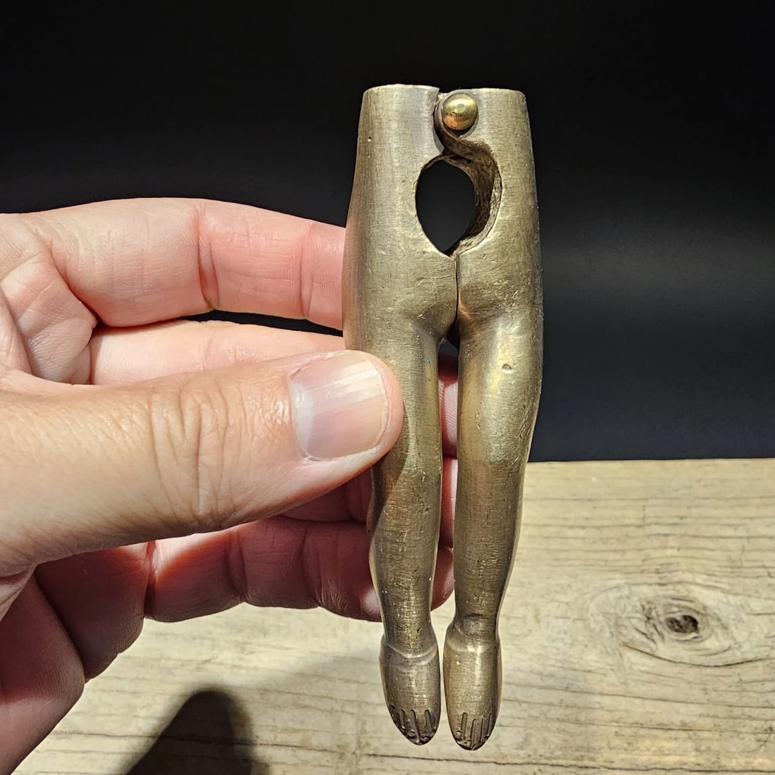 4" Brass Risque Lady Legs Nut Cracker - 3