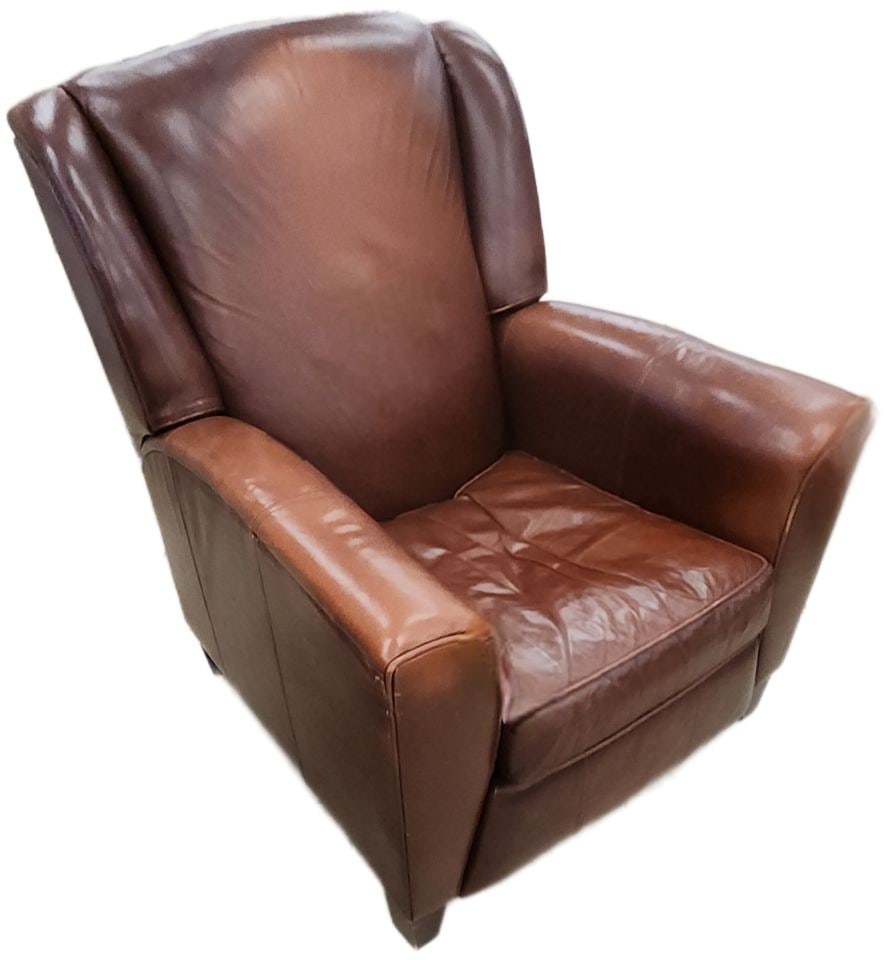 Iconic Mid-Century Modern Vintage Barcalounger Genuine Leather Reclining Club Chair. (1 of 7)