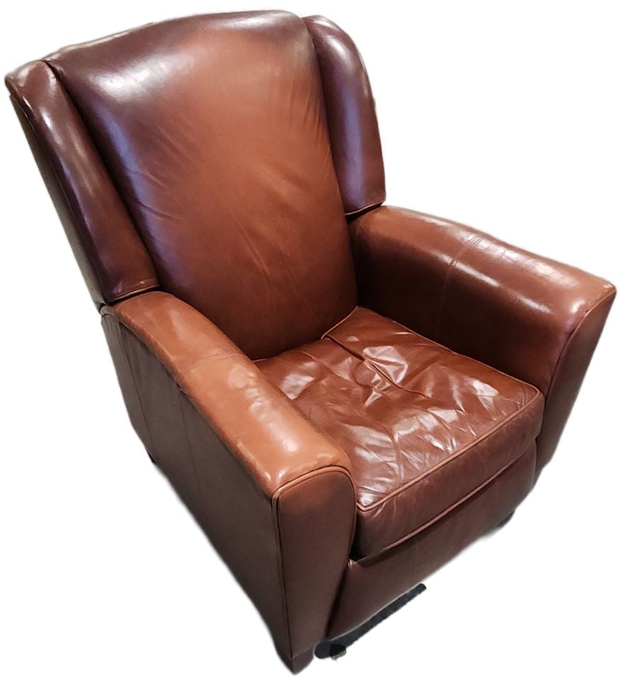 Iconic Mid-Century Modern Vintage Barcalounger Genuine Leather Reclining Club Chair. - 2