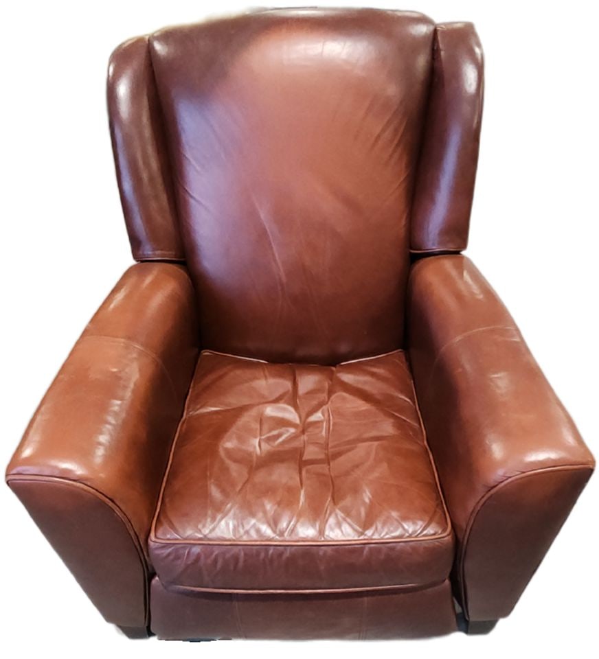 Iconic Mid-Century Modern Vintage Barcalounger Genuine Leather Reclining Club Chair. - 3