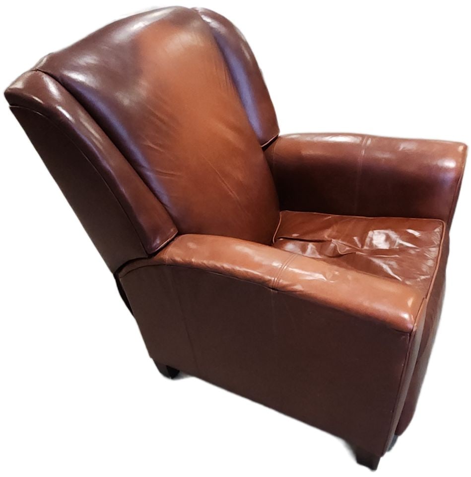 Iconic Mid-Century Modern Vintage Barcalounger Genuine Leather Reclining Club Chair. - 4
