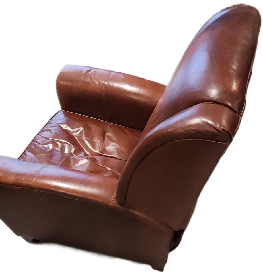 Iconic Mid-Century Modern Vintage Barcalounger Genuine Leather Reclining Club Chair. - 5