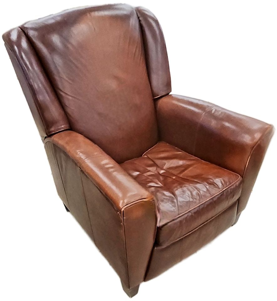 Iconic Mid-Century Modern Vintage Barcalounger Genuine Leather Reclining Club Chair. - 7