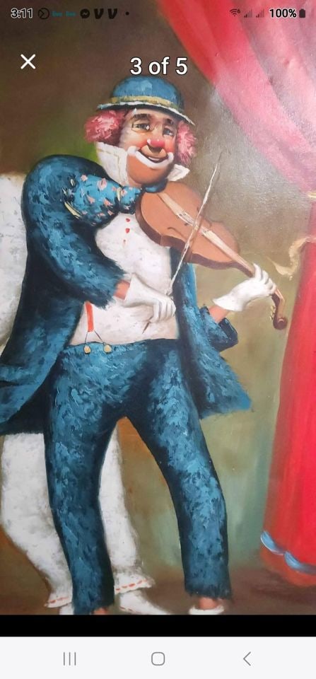 Send in the Clowns fantastic signed artwork mid-century original oil painting.. Do you hear the - 4