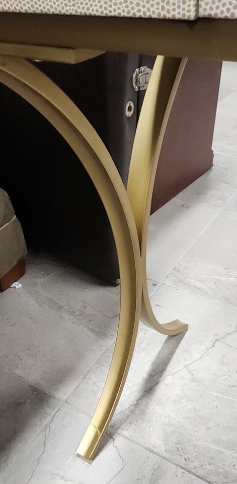 Elegant Modern 5th Avenue Vanity, Desk or Console w/ Faux Snake Skin & Gold Legs. 43.5Wx16.5Dx30.5H - 7