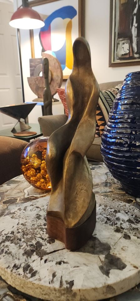 Constance Barnard Pach Striking Vintage Bronze Postmodern Sculpture Depicting Mother & Child - 2