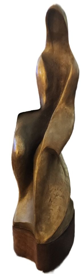 Constance Barnard Pach Striking Vintage Bronze Postmodern Sculpture Depicting Mother & Child - 3