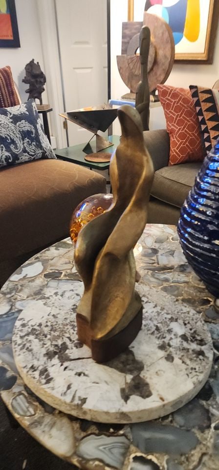 Constance Barnard Pach Striking Vintage Bronze Postmodern Sculpture Depicting Mother & Child - 4