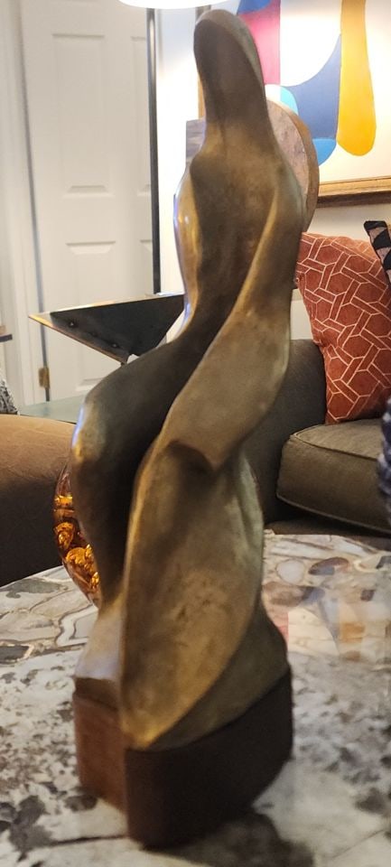 Constance Barnard Pach Striking Vintage Bronze Postmodern Sculpture Depicting Mother & Child - 5