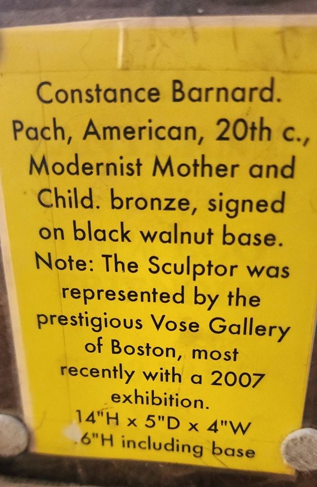 Constance Barnard Pach Striking Vintage Bronze Postmodern Sculpture Depicting Mother & Child - 7