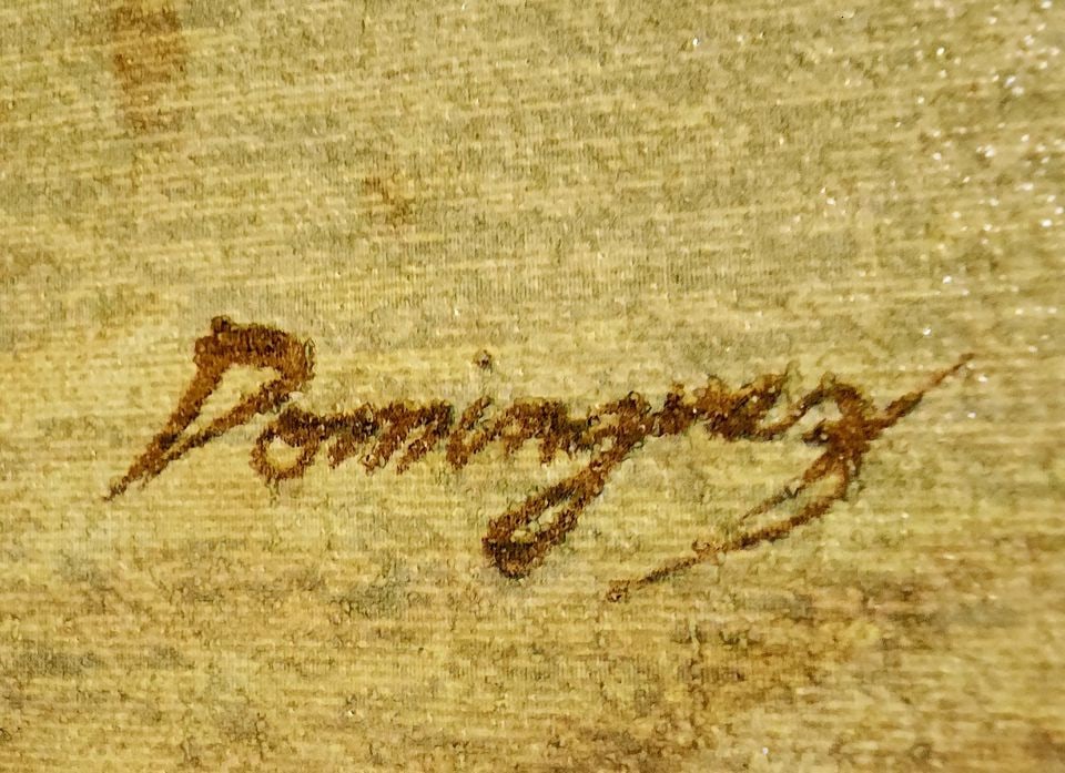 Dominguez Ltd Edition vintage oil on canvas print of painting "Seaside Bicycle" Facsimile signed. - 3