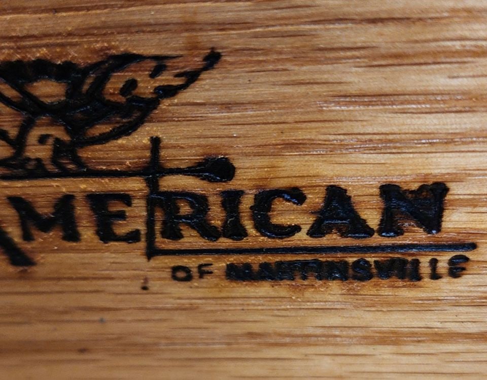 Pair of American of Martinsville mid-century modern end tables w/striking black & white design. 70s - 7