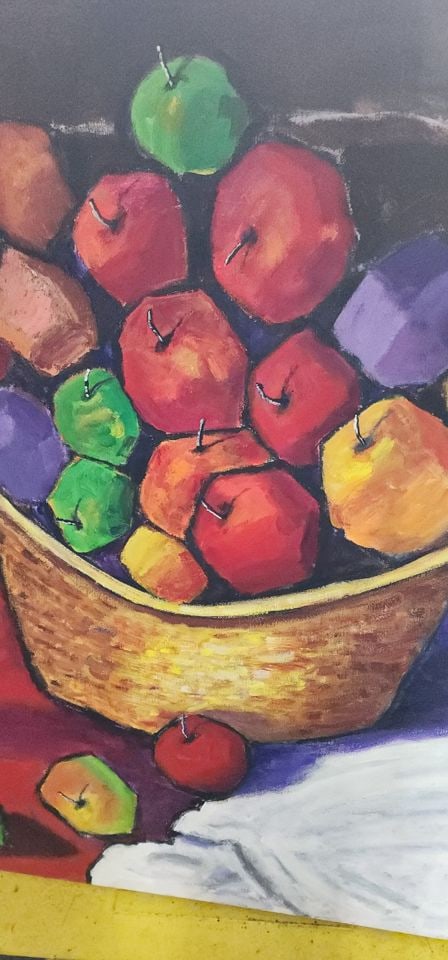 Large captivating abstract expressionist still life w/ cubist imagery. Circa '06 Signed 40.5 x 32.5 - 2