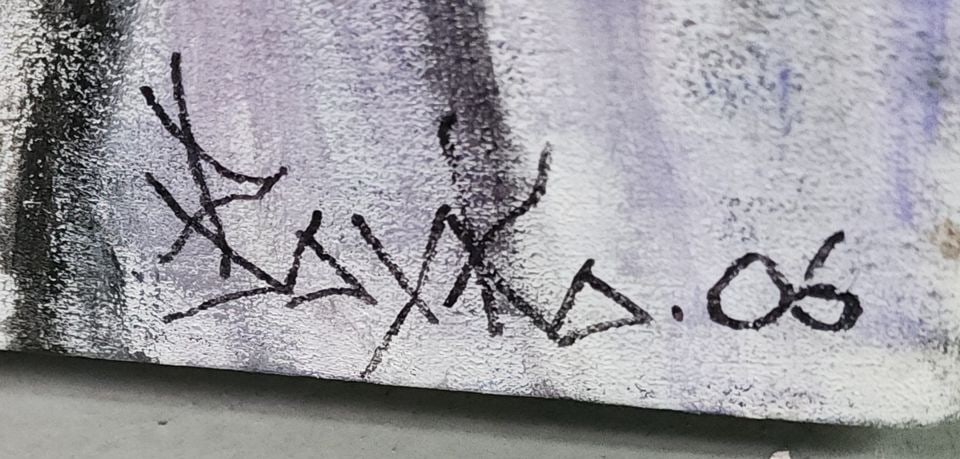 Large captivating abstract expressionist still life w/ cubist imagery. Circa '06 Signed 40.5 x 32.5 - 3