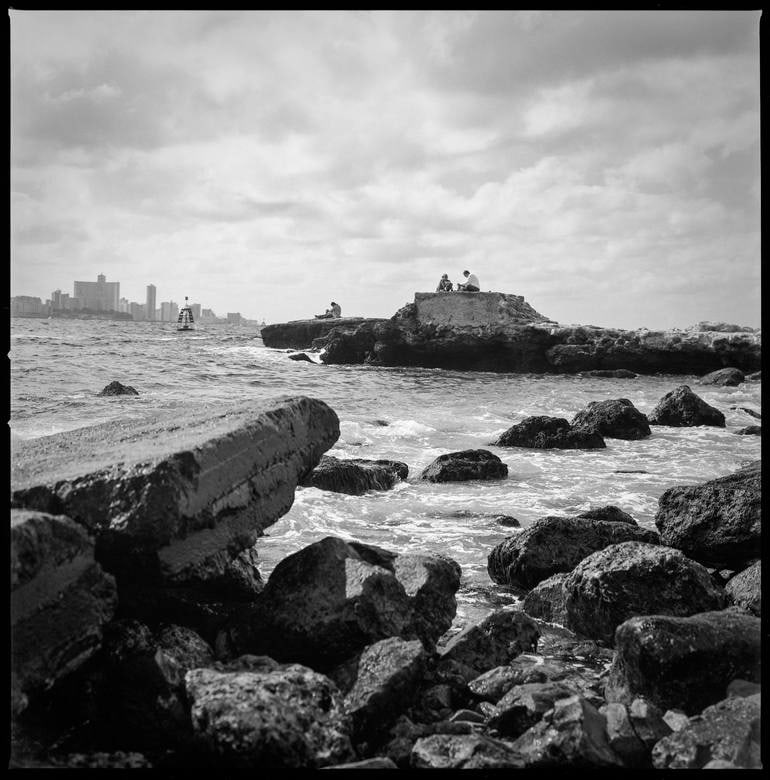 Rocky Shoreline, Havana Coast, Cuba - Silver Gelatin: Title: Rocky Shoreline, Havana Coast, Cuba - Silver Gelatin Description: Rocky Shoreline, Havana Coast, Cuba - Silver Gelatin Photograph - Limited Edition of 10 Paul Cooklin United Kingdom Photography