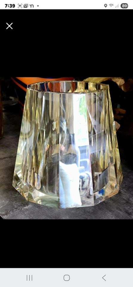 Stunning Vintage Harlan Champagne crystal vase. Heavy w/ defined angles creating a prismatic effect - 2