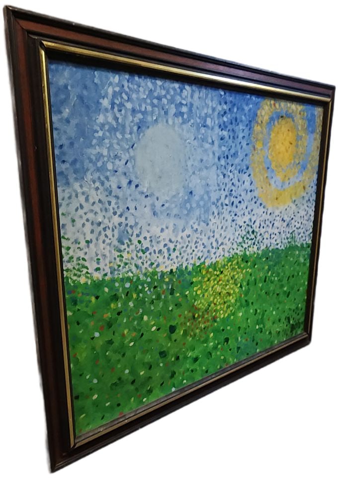 Postmodern impressionist landscape oil painting using pointillism to create vibrant surreal imagery - 2