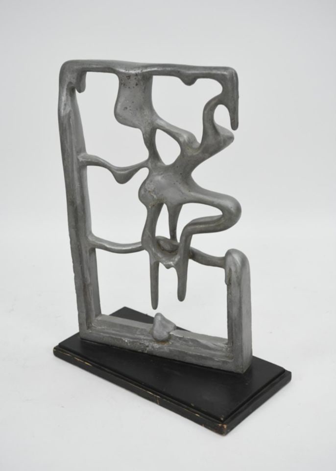 Sienec Brennan Mid-Century abstract surrealist aluminum sculpture. Circa '69 H33.5"x W24"x D12" - 3
