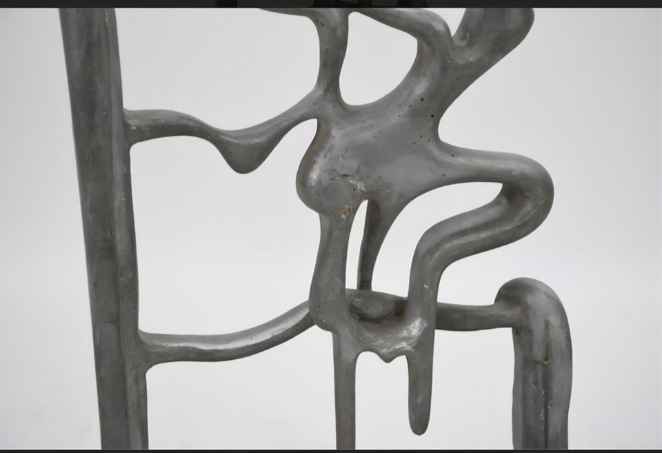 Sienec Brennan Mid-Century abstract surrealist aluminum sculpture. Circa '69 H33.5"x W24"x D12" - 6