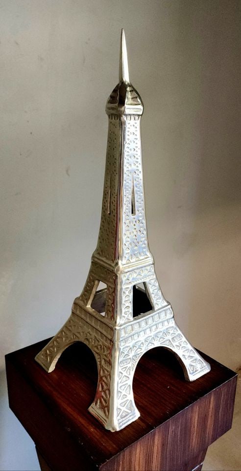 Visit Paris at home with this wonderful vintage tall cast aluminum art sculpture of the Eiffel Tower (1 of 5)