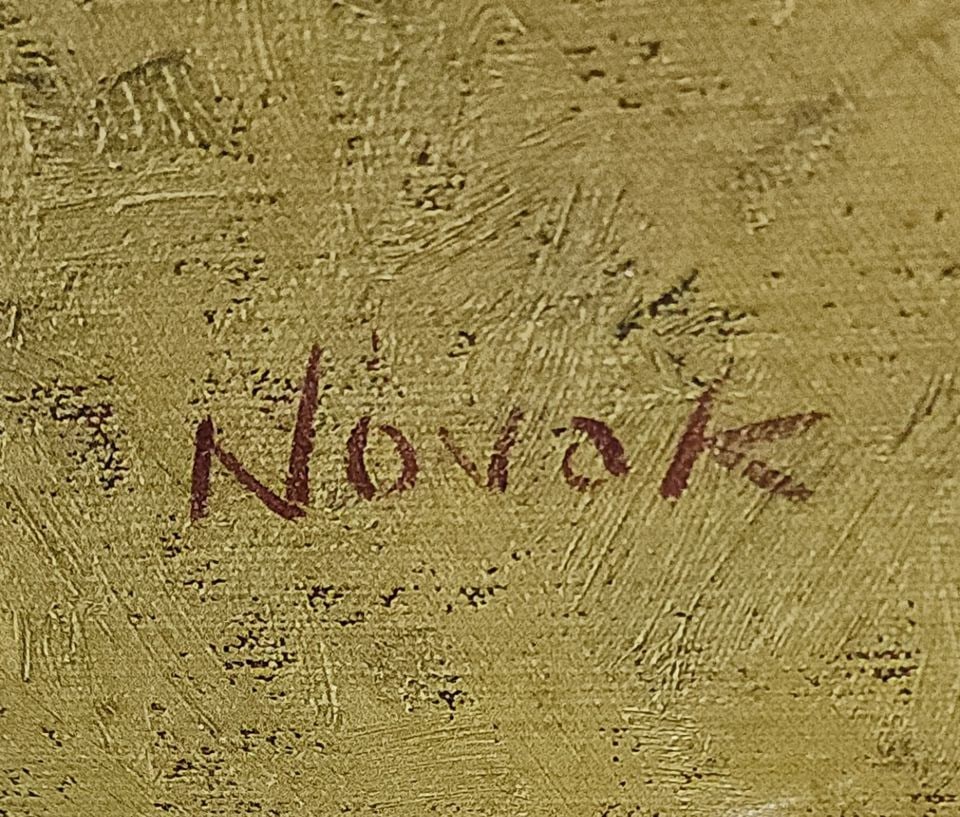 Novak fabulous vintage impressionist floral still life giclee oil painting image on canvas. 30x30" - 4