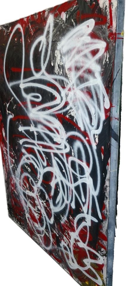 Ultra-Large Striking Modern Abstract Graffiti Style Oil Painting. Unsigned. - 2