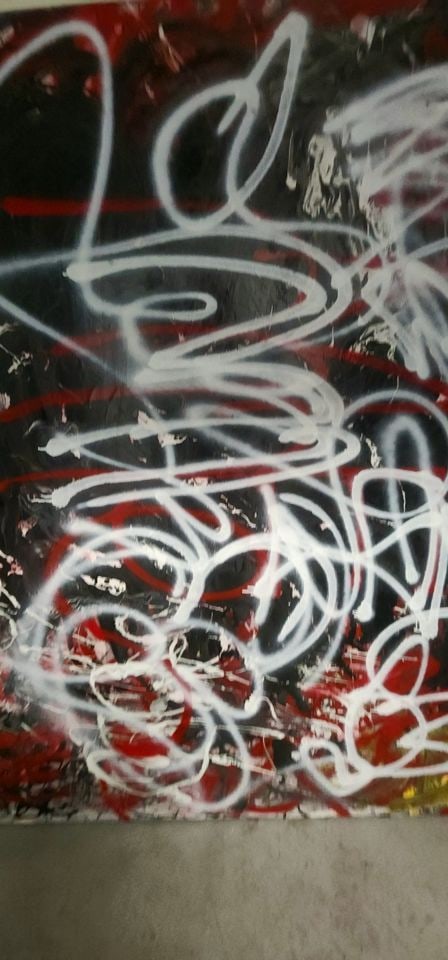 Ultra-Large Striking Modern Abstract Graffiti Style Oil Painting. Unsigned. - 3