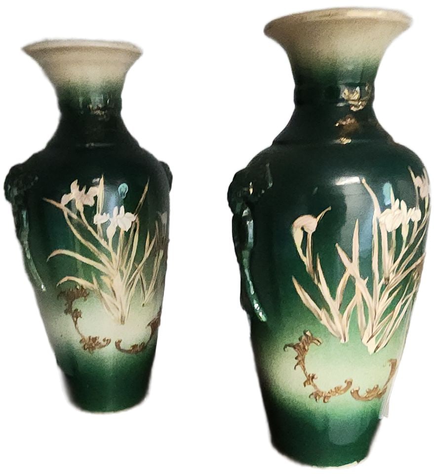 Pair of Rare Vintage Japanese Satsuma vase w/ Hanko (pottery mark) - 2