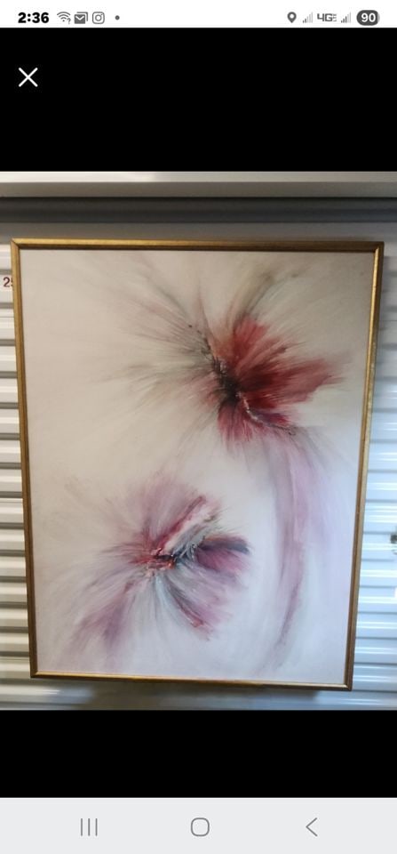 Captivating large mid-century abstract oil painting. - 6