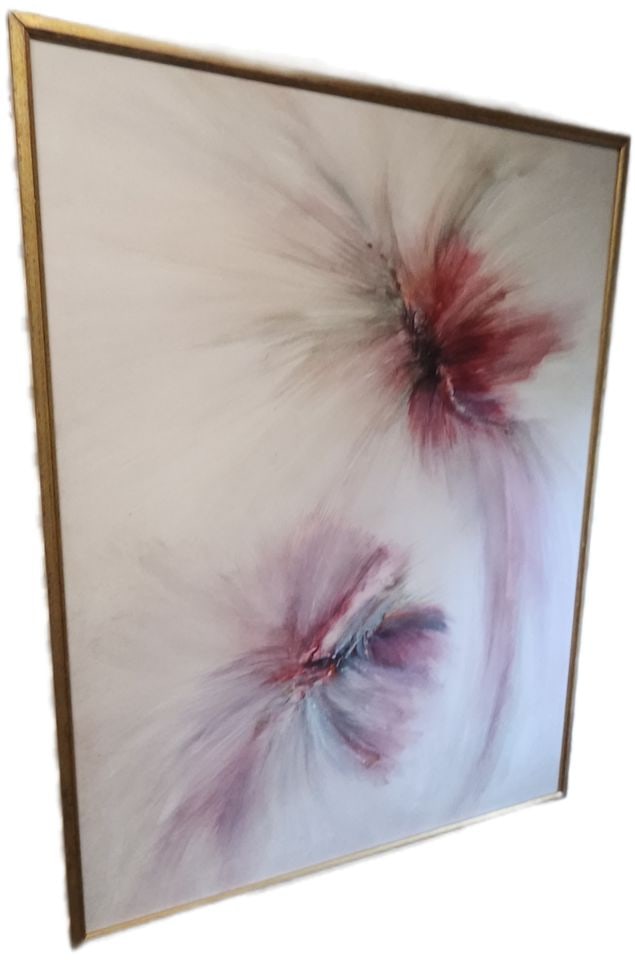 Captivating large mid-century abstract oil painting. - 7