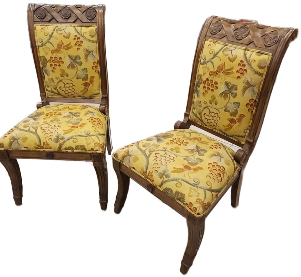 Pair of elegant antique Victorian era Eastlake-Style upholstered side chairs - 2
