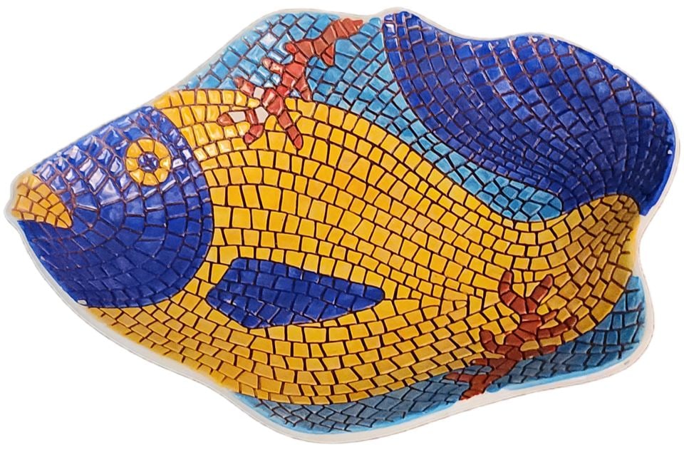 Rare Vietri Mosaic Nettuno Italian Multi-Color Ceramic Fish Platter/Bowl 12x10 - 2