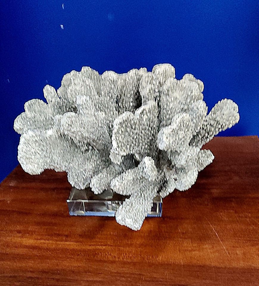 Modernist Abstract silver-plated resin coral sculpture coral on lucite base by Sterling Industries - 2
