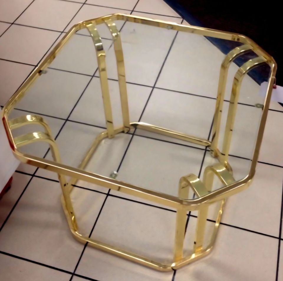 Mid-Century Art Deco Tulip Form Brass and Glass Top Side or Coffee Table - 2