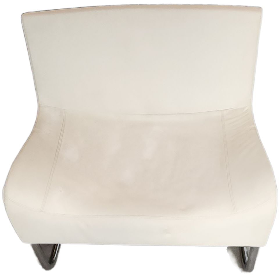 Vintage designer modern extra-wide upholstered side chair with chrome legs and naugahyde fabric. - 2