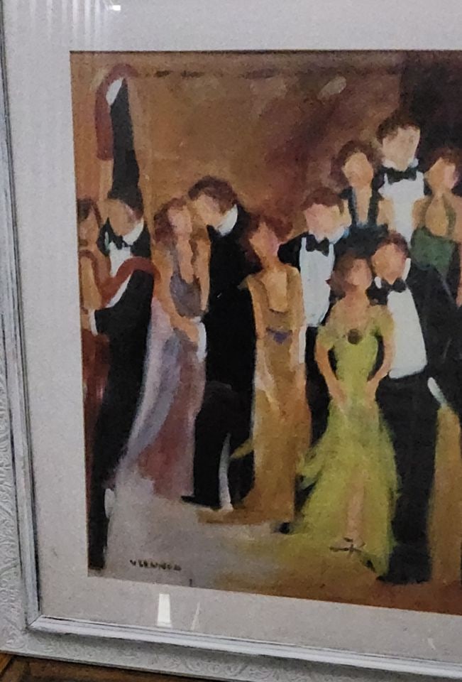 Valerie Lennon vintage lithograph of iconic "Dancing in the Night," oil painting. Facsimile signed. - 3