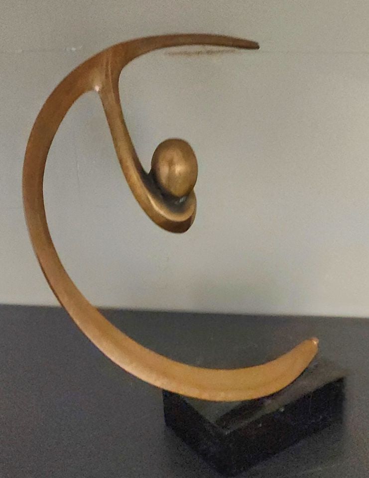 Bob Bennett vintage mid-century abstract bronze figural sculpture on stone base. - 2