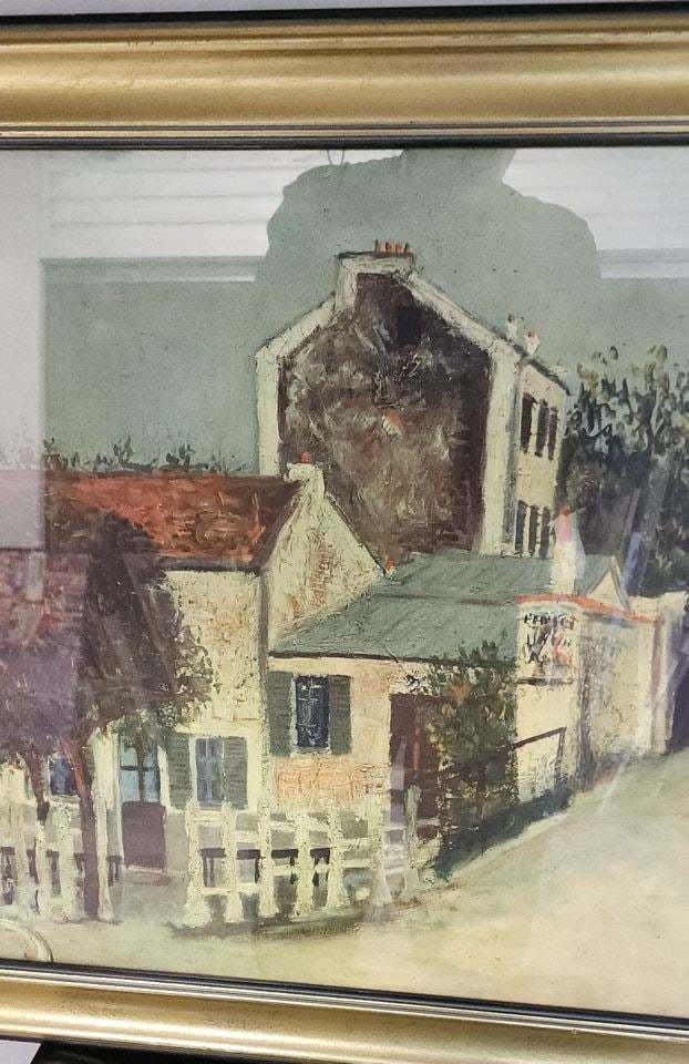 Vintage signed lithograph depicting what appears to be a European Village. - 2