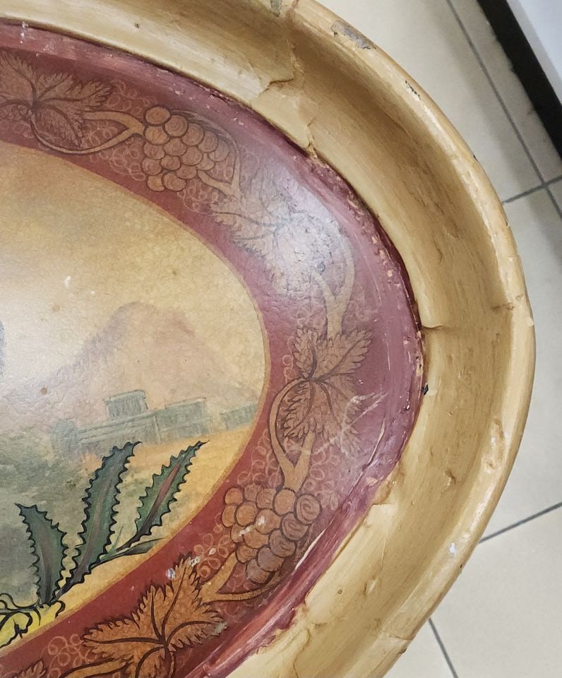 Ethan Allen 20x13x24h Vintage Hand-Painted Capuchin Monkey Oval Side Table - 5